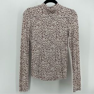 Free People Mauve Purple Leopard Print Mock Neck Top S